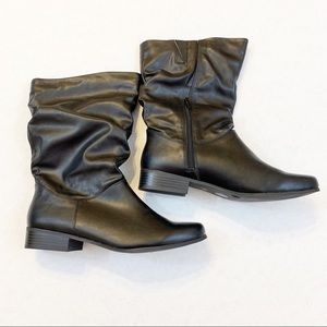 Black Slouch Boots, Size Zip